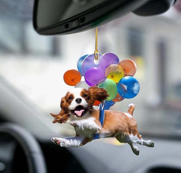 Cartoon Cute Dog Auto Hanging Ornament with Colorful Balloon Parachute Home Accessories Decorations