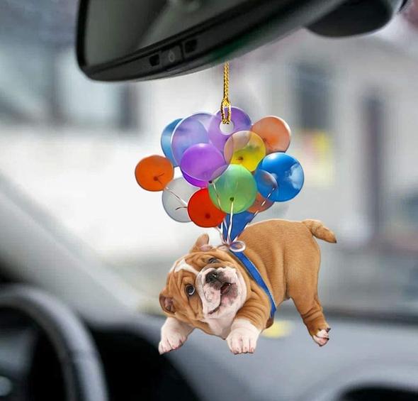 Cartoon Cute Dog Auto Hanging Ornament with Colorful Balloon Parachute Home Accessories Decorations