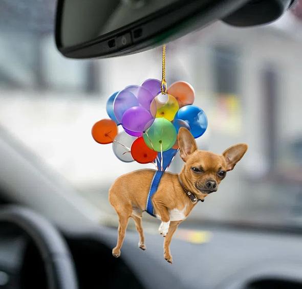 Cartoon Cute Dog Auto Hanging Ornament with Colorful Balloon Parachute Home Accessories Decorations