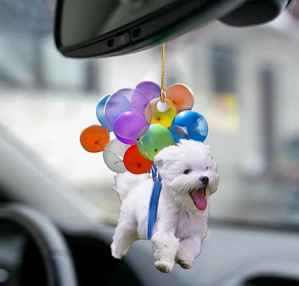 Cartoon Cute Dog Auto Hanging Ornament with Colorful Balloon Parachute Home Accessories Decorations