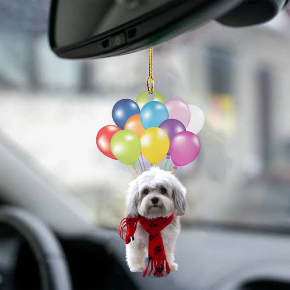 Cartoon Cute Dog Auto Hanging Ornament with Colorful Balloon Parachute Home Accessories Decorations