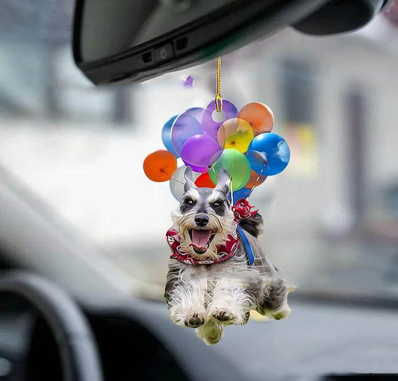 Cartoon Cute Dog Auto Hanging Ornament with Colorful Balloon Parachute Home Accessories Decorations
