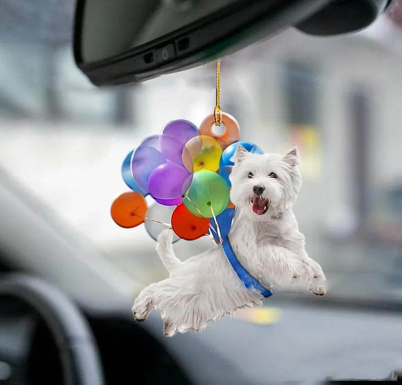 Cartoon Cute Dog Auto Hanging Ornament with Colorful Balloon Parachute Home Accessories Decorations