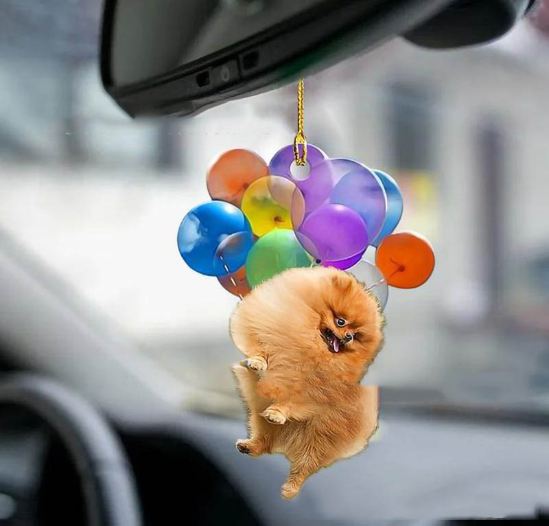 Cartoon Cute Dog Auto Hanging Ornament with Colorful Balloon Parachute Home Accessories Decorations